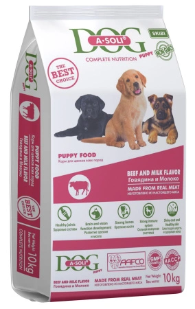 A-Soli Dog Puppy Premium для щенков говядина/молоко 10кг