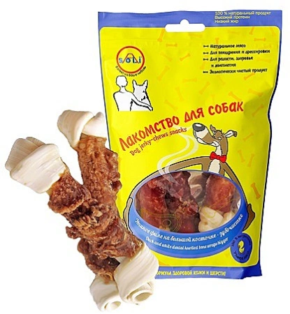 A-Soli для собак Филе утки на большой белой косточке 100гр DU67