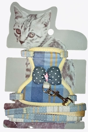 Шлейка с поводком EV-335 "Cat" клетка с бантом блистер 1см*1шт