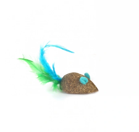 СТ18104 Игрушка для кошек мышка из кошачьей мяты с пером 4,5см*9гр