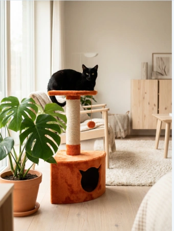 059 Домик с лежанкой угловой 36*36*72см