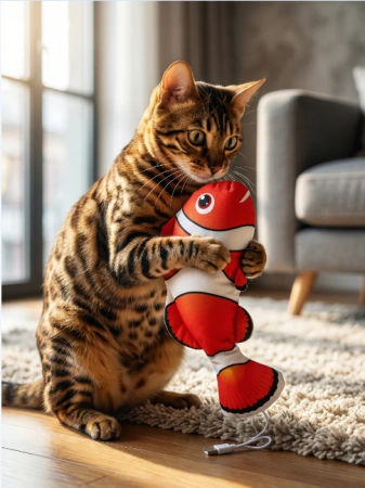 4004 Игрушка для кошек "Рыбка" интерактивная с USB зарядкой 30см