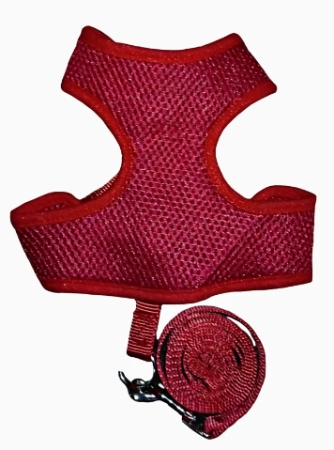 Шлейка-жилет с поводком EV-71 р-р М однотонная цветная сетка 1,5см*1шт