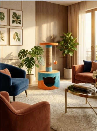 060 Домик с лежанкой круглый 35*35*72см