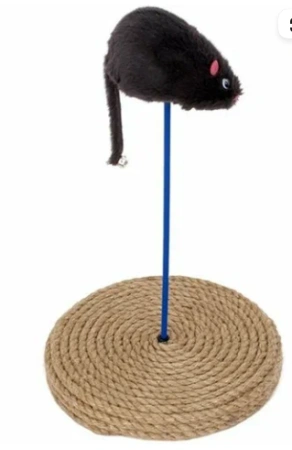 025 Игрушка для кошек мышь на пружине 20*20*25