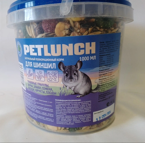 Petlunch корм ведро для шиншилл 1000мл