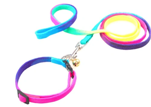 Ошейник EV-012 радуга с поводком 1см*1шт.