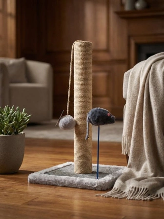 032 Столбик джутовый  квадратный ворс с пружинкой 30*30*50см