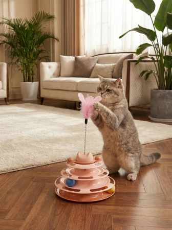 Игрушка Cat ТРЭК 3х ярусный оранжевый с пером 10,5см*1шт