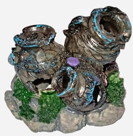 6009 Грот для аквариума три амфоры 8*8*6см