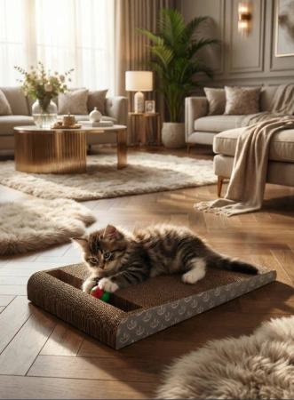 528 Когтеточка картонная "Горка с шариком №2" 58*22*6см