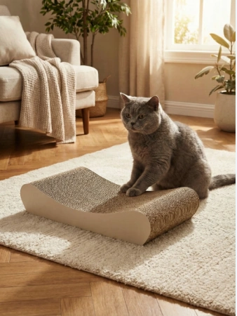 538 Когтеточка картонная лежанка Мона с мятой 46*21*8см