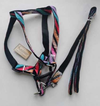 Шлейка с поводком EV-65 улучшенная неоновая цветная 2см*1шт