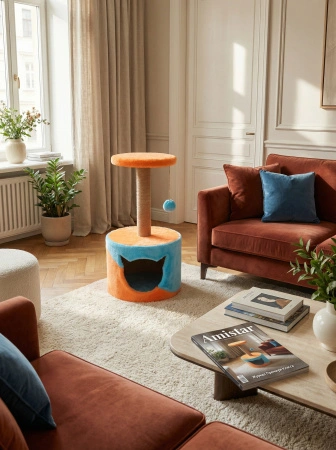 053 Домик с лежанкой круглый малый 35*35*62см 