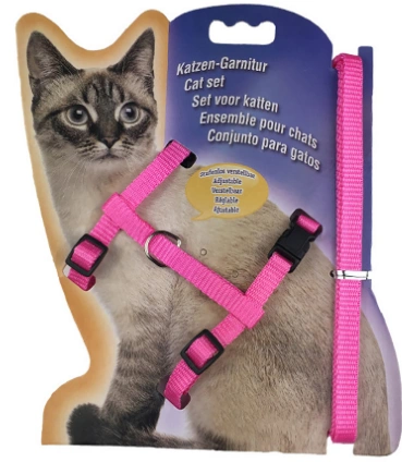 Шлейка с поводком EV-331 "Cat" эконом однотонная 1см*1шт. 