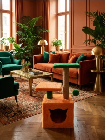 057 Домик с 2 лежанками квадратный малый 30*30*62см