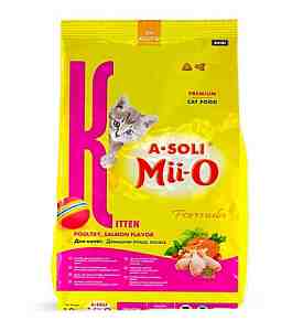 А-Soli Mii-O для котят Премиум домашняя птица, лосось 0,4кг