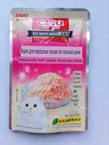 Inaba Ciao пауч для кошек №6 мясо лосося с курин.грудкой 60гр.