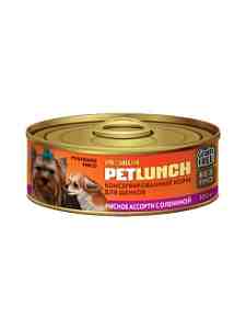 "Lunch for pets" для щенков 100гр. мясное ассорти с олениной рубленое мясо крышка/ключ 