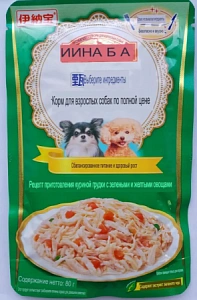 Inaba пауч для собак №3 мясо куриной грудки с овощами 80гр.