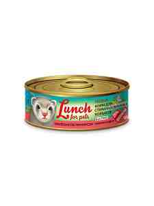 "Lunch for pets" д/стерил.хорьков 100гр.перепёлка в собственном соку кусочки в суфле крышка/ключ